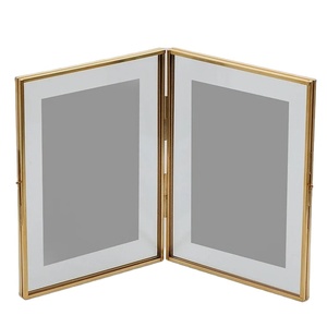 Best Selling Customized <b>Gold</b> Metal Folding <b>Photo</b> <b>Frame</b> Office Display Glass Hinged Desktop Table Picture Modern Jewelry Boxes - Product Image 1