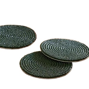 CRYSTAL CRAFT Posavasos Decorativos Clásicos de Yute con Cuentas para Mesa de Café, Posavasos Personalizados Resistentes para Bebidas en Madera - Product Image 1