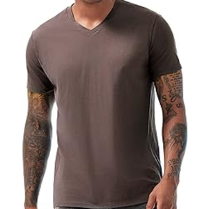 T-shirts à col en V pour hommes, décontractés, élégants, ajustés, extensibles, en coton doux, à manches courtes - Product Image 4