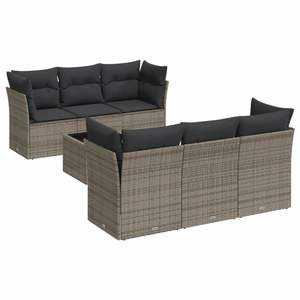 Conjunto de Sofás Modulares Grandes de Ratán PE Gris para Jardín, Colección Premium de Muebles para Exteriores - Product Image 2
