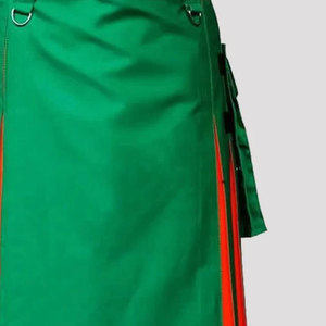 Kilt hybride utilitaire vert et orange pour femmes, jupe écossaise en mélange écossais, vente en gros 2026 - Product Image 4