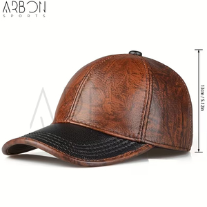 Premium Quality Vintage Distressed With Own Custom Logo Classic Adjustable Genuine Leather Cap For Men For Wholesale Rate - Product Image 4