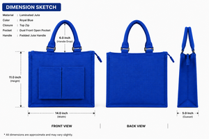 Bolsa de Yute de Color Sólido con Cierre de Cremallera, Estilo Minimalista Ecológico, Gran Capacidad, para Playa, Todas las Temporadas, Bolsa de Compras - Product Image 2