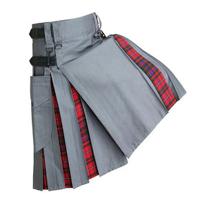 <span class=keywords><strong>Gonna</strong></span> Tradizionale <span class=keywords><strong>Scozzese</strong></span> Plissettata in Tartan Rosso Wallace, Resistente, in Cotone Grigio Ibrido, Stile Kilt per Donna - Product Image 2