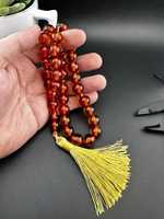 Chapelet musulman islamique en résine avec design Cœur, écologique, personnalisable, pierre de lynx d'Arabie Saoudite, Tasbih