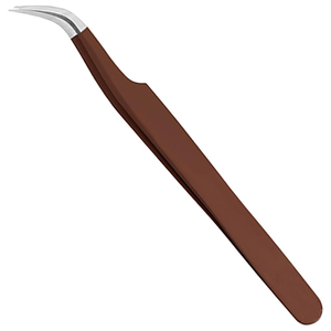 Pince à épiler professionnelle de précision en acier inoxydable à pointe incurvée dentelée pour extensions de cils, couleur personnalisée, classique, pour salon de beauté - Product Image 5