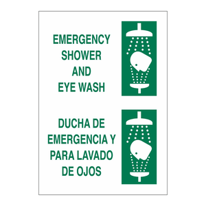 Señal Bilingüe de Ducha de Emergencia y Lavaojos para Laboratorios y Áreas Químicas - Product Image 1