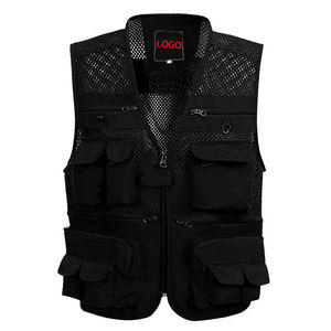 Chalecos Cortos para Hombre, Ligeros, de Poliéster, con Cuello en V, Cierre de Cremallera, Multicolores, con Bolsillos, Reflectantes y de Seguridad, para Senderismo y Pesca - Product Image 1