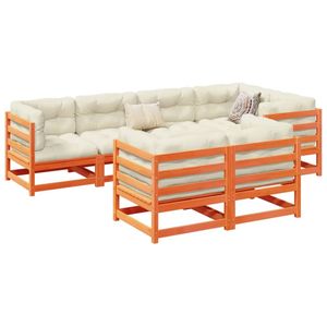 Set di divani da giardino di medie dimensioni in legno di pino massiccio marrone cerato - Product Image 1