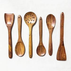 Juego de Cucharas de Madera de Teca Hechas a Mano – Utensilios de Cocina de 6 Piezas - Product Image 4