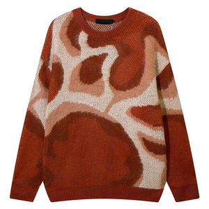 Pull personnalisé avec logo pour homme, en mohair brossé, col rond, surdimensionné, tricot jacquard, épaules tombantes, tricot pour homme - Product Image 6