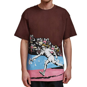 Camiseta de Manga Corta para Hombre, Color Borgoña, Cuello Redondo, Estilo Casual con Estampado, Corte Regular, Algodón Jersey, Transpirable - Product Image 6