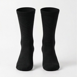 Black Crew Socks Solid Knitted Breathable Regular Style For Daily Casual Wear Adults - Product Image 5