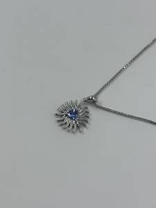 Collier Pendentif Soleil en Argent Sterling 925 avec Saphir Bleu Trillion, Plaqué Rhodium, Charm Solitaire Classique, Cadeau Minimaliste - Product Image 4