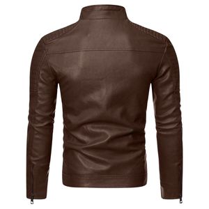 Chaqueta de Cuero Genuino Personalizada para Hombre, Estilo Motero, Fabricante OEM ODM, Logotipo Personalizado Disponible, Pedidos al por Mayor - Product Image 2