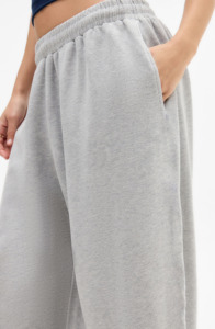 Pantalon de survêtement large pour femmes grandes tailles, 100 % coton, coupe ample, couleur unie, taille élastique, longueur intégrale avec poches - Product Image 6
