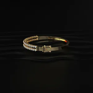 Brazalete de Diamantes CVD Cultivados en Laboratorio de Doble Hilera con Claridad VVS-VS, Certificado IGI, Color D-F, para Venta al Por Mayor - Product Image 5