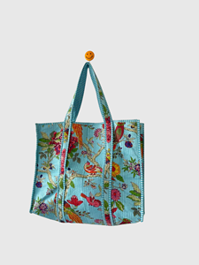 Sac fourre-tout en toile à motif floral avec broderie, design ouvert, pour le shopping toutes saisons, style bohème - Product Image 1