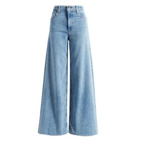 Jean large taille mi-haute pour femme, longueur intégrale, bleu uni, en coton, coupe décontractée, toutes saisons, denim tissé, streetwear, écoresponsable - Product Image 1