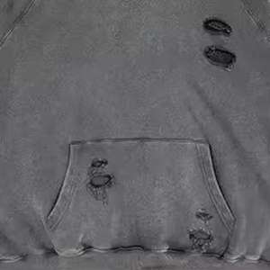 Sudadera con capucha extragrande para hombre, transpirable, de mezcla de algodón, a bajo precio, de calidad térmica, con efecto desgastado. - Product Image 3