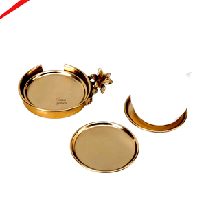 Exclusive high end Finished metal Golden coasters stylish home decor and premium <b>table</b> accessories - Product Image 3