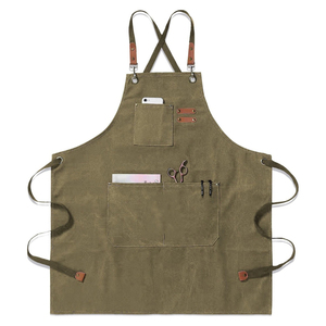 Delantal de Lona Encerada y Cuero de Lujo, Resistente, con Cierre, Ajustable, con Correa Cruzada para la Espalda, para Chef, Barbero, Carpintero, Taller, LCA-0058 - Product Image 3