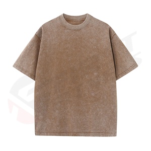 Camiseta de Hombre Casual de Algodón 100% Tejido, con Logotipo Personalizado, Lavado Ácido, Efecto Desgastado, Estilo Vintage, 280gsm - Product Image 6
