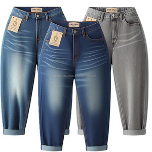 Jeans en denim grande taille décontractés style streetwear avec boutons brodés déchirés et décorations tissu doux délavé respirant - Product Image 4