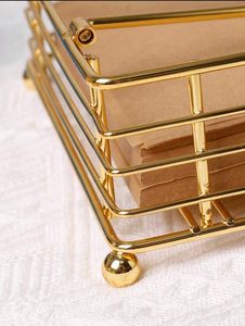 Wedding Table Decor Metal Table Organiser <b>Tissue</b> <b>Paper</b> Holder Modern Home Accessory Gold Table Accent Stylish Napkin Rack - Product Image 4