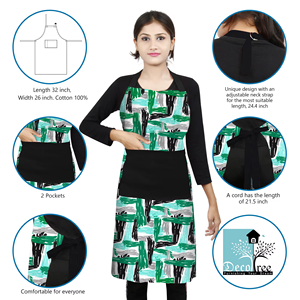 Printed 100% Cotton Apron Washable Reusable Soft High Quality Premium Chef Kitchen Cooking Baking <b>BBQ</b> Home Dining Restaurant Use - Product Image 5