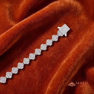สร้อยข้อมือเงินแท้ 925 ประดับมอสซาไนต์ ดีไซน์ดอกไม้ สำหรับผู้หญิงและผู้ชาย ของขวัญสุดหรู เครื่องประดับคุณภาพสูง สไตล์นิวยอร์ก - Product Image 5