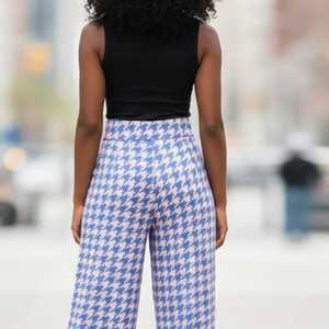 Pantalones Anchos de Mujer con Estampado de Pata de Gallo, Cintura Alta, Estilo Palazzo, Casuales y Elegantes - Product Image 6