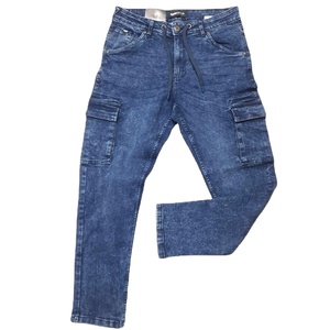 Jeans cargo en denim délavé, léger, respirant, écologique, taille mi-haute, pour homme, style décontracté, design personnalisé, exportation, BD - Product Image 1