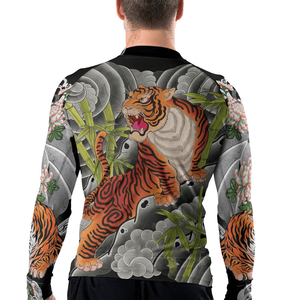 เสื้อรัดรูปแขนยาวพิมพ์ลายเสือและคลื่น สำหรับผู้ชาย แห้งเร็ว เหมาะสำหรับ MMA BJJ และศิลปะการต่อสู้ - Product Image 6