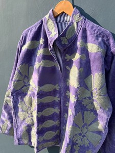 Handcrafted Royal Purple Velvet <b>Jacket</b> for Women Floral Embroidery Premium Indian Ethnic Winter Wear Full Sleeve Open-Front Coat - Product Image 3