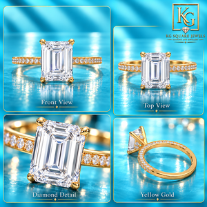 Anillo de Eternidad con Diamante Cultivado en Laboratorio, Corte Esmeralda Radiante, en Oro Amarillo de 14 Quilates, Certificado IGI, Joyería Fina Clásica para Novia - Product Image 4