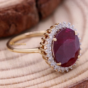 แหวนทองคำแท้ 14k ประดับทับทิมและเพชรคุณภาพสูงจาก Memoria Jewels พร้อมใบรับรอง งานแฮนด์เมด - Product Image 2