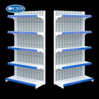 Étagères de présentation perforées OneTech en acier robuste, installation facile, 5 niveaux, simple face, capacité de 60 à 80 kg, anti-rouille