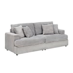 Divano da soggiorno a 3 posti in velluto a coste da 88,58 pollici, spazioso e confortevole, con 4 eleganti cuscini coordinati nei colori - Product Image 5