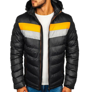 Men's <b>Red</b> <b>Hooded</b> Design Men's Stand Collar Silver Shiny Polyester Padded Winter Bubble <b>Jacket</b> For Men - Product Image 5