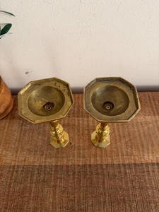 Vintage <b>Brass</b> <b>Candlesticks</b> Set of 2 <b>Antique</b> Style <b>Brass</b> Candle Holders Decorative Taper Candle Stands Classic Tabletop - Product Image 3