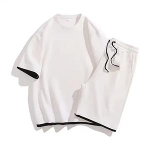Summer Men Casual Shorts <b>Sets</b> Short Sleeve T Shirt Shorts Chest Pocket Breathable Tracksuit <b>Set</b> Men's 2 Pieces Cotton <b>Twin</b> <b>Set</b> - Product Image 3