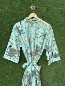 Safari Style Floral Print V-neck Kimono Loose Three Quarter Sleeve One Size Eco-Friendly Ankle-Length Vacation Beach <b>Dress</b> - Product Image 5