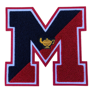 Iron <b>On</b> Chenille <b>Patch</b> Letter M Red Black Gold Embroidered Alphabet Decor Gift - Product Image 1