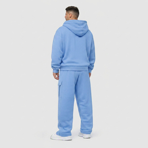 Conjunto de Sudadera con Capucha Extra Grande y Pantalones Deportivos Holgados de Alta Calidad para Hombre, Chándal Deportivo Informal Personalizado de Punto Liso para Hombre - Product Image 2