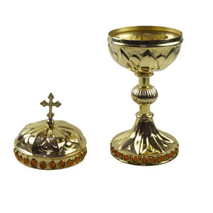 Cáliz y Ciborio para Sacerdotes de la Iglesia Católica Cristiana con Acabado de Latón Pulido, Artículos Religiosos, Aspecto Simple y Elegante - Product Image 4