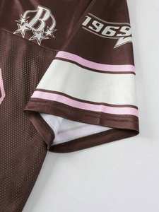 Camiseta Deportiva Oversize de Malla Marrón y Rosa con Cuello en V para Sublimación, Estilo Urbano, Fabricante de Logotipos Personalizados - Product Image 6