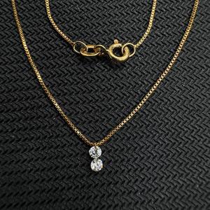 Minimalist 925 Sterling Silver Box Chain <b>Necklace</b> 2.5mm E VVS Lab Grown Diamond Pendant | IGI Certified Thick Gold Plated Fine - Product Image 1