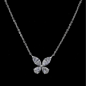 Collier pendentif en or 10/14/18 carats avec diamants de laboratoire en forme de papillon tendance, diamants taille marquise et poire pour anniversaire de mariage - Product Image 1