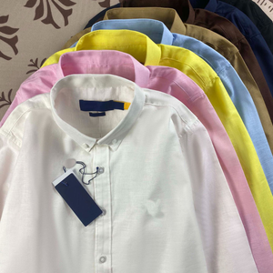 เสื้อเชิ้ตผ้าฝ้ายลินินลำลองสำหรับผู้ชาย ขายส่ง สวมใส่สบาย ระบายอากาศได้ดี พร้อมโลโก้ปักลายม้าเล็ก - Product Image 6